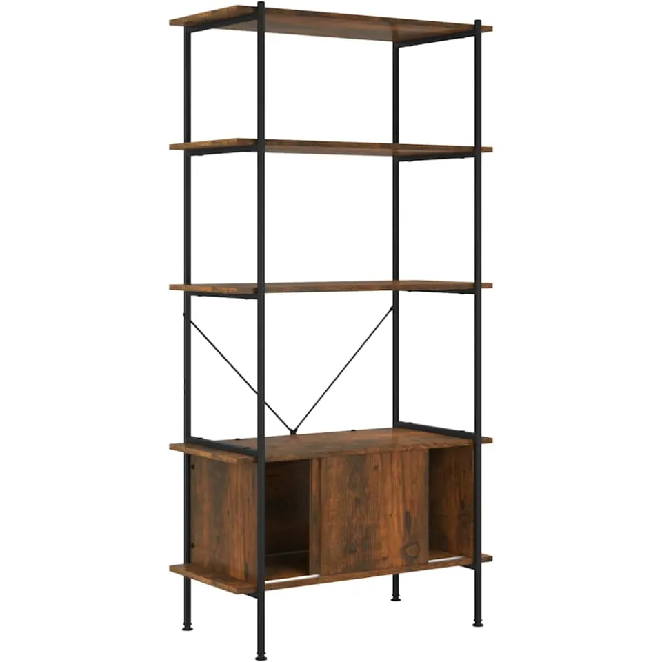 vidaXL Opbergrek 5-laags met kast 80x40x163 cm staal en bewerkt hout Bruin