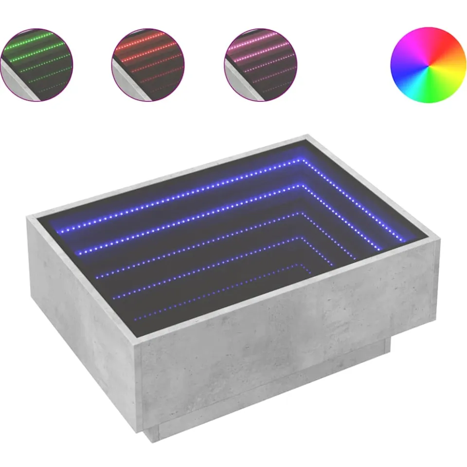 vidaXL Salontafel met LED 70x50x30 cm bewerkt hout betongrijs grijs, foto 4