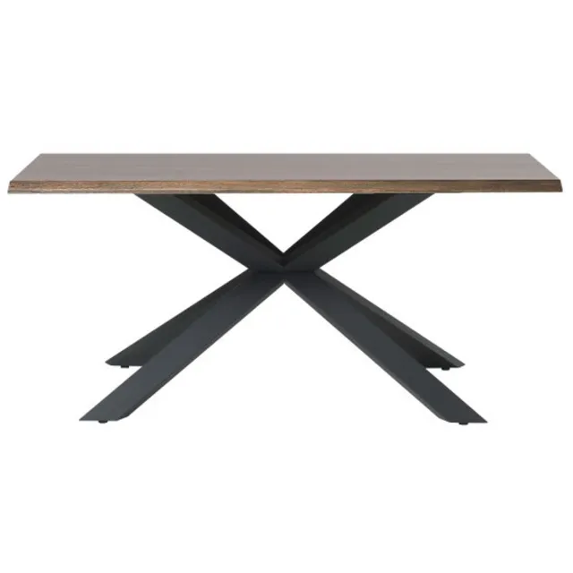Meubelplaats Eettafel Arno rechthoekig - eikenfineer gerookt bruin - 180x90x75 cm - uitschuifbaar - kruispoot - set van 2 Bruin Bruin