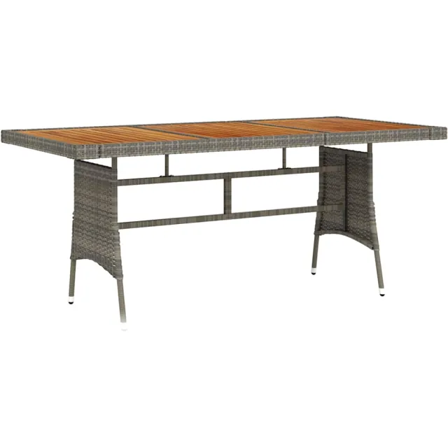 vidaXL Tuintafel 160x70x72 cm poly rattan en massief acaciahout grijs, foto 2