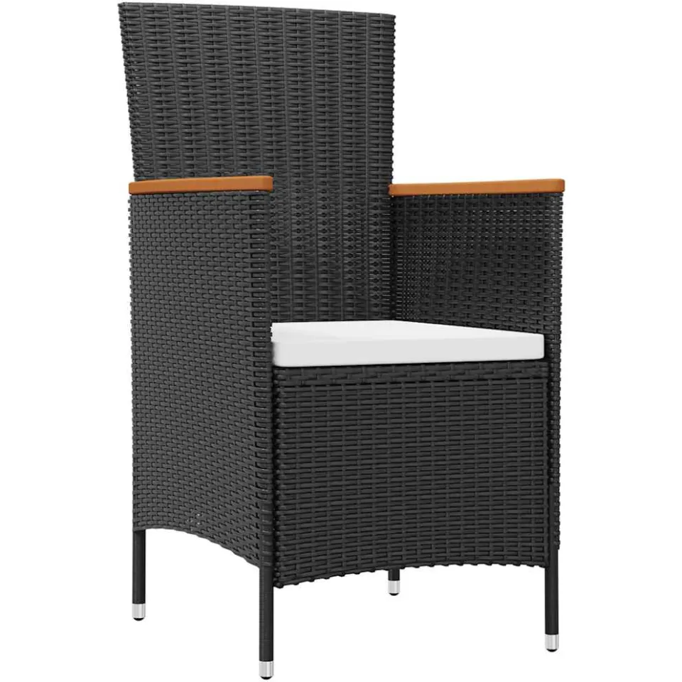 vidaXL 7-delige Tuinset met kussens poly rattan Zwart