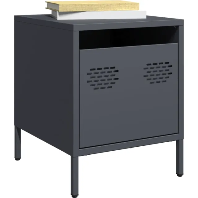 vidaXL Nachtkastjes 2 st 35x39x43,5 cm staal antracietkleurig Anthraciet
