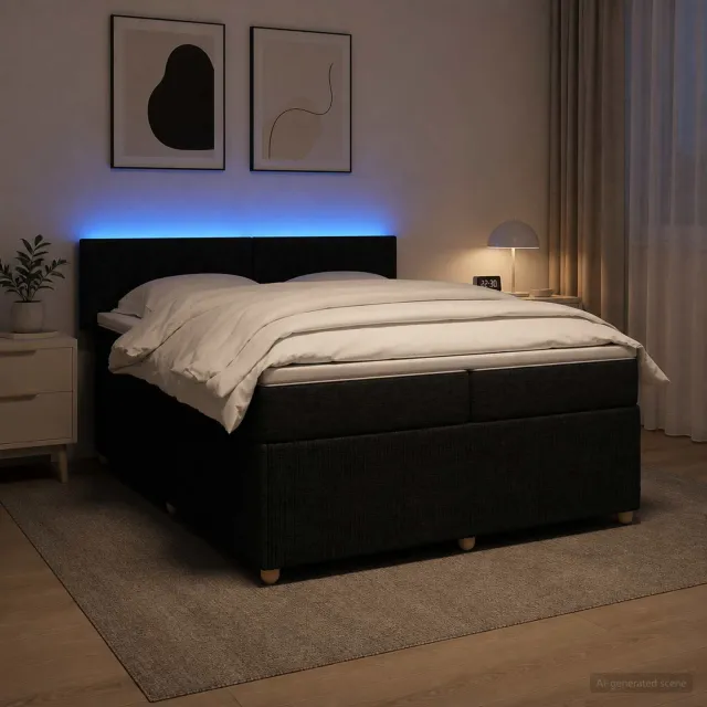 vidaXL Boxspringbed met matras met hoofdeinde Zwart 200 x 200 cm Stof