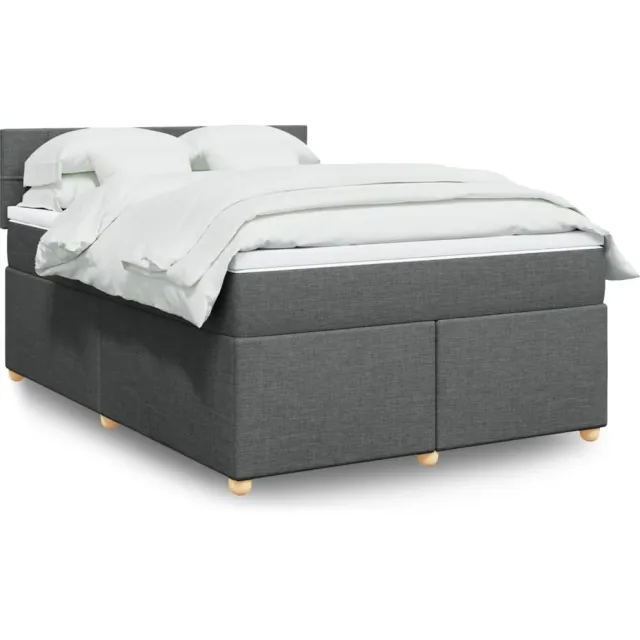 vidaXL Boxspring met matras stof donkergrijs 140x190 cm grijs