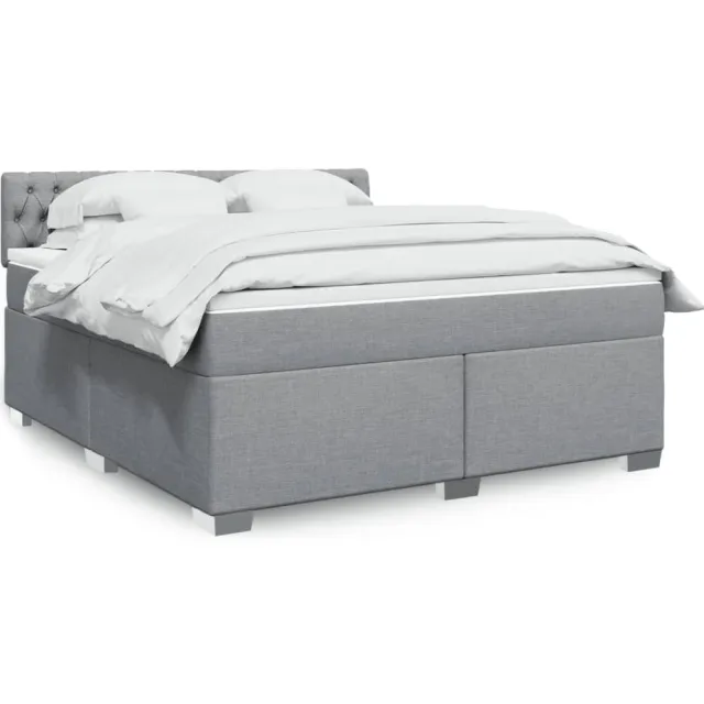 vidaXL Boxspring met matras stof lichtgrijs 180x200 cm grijs