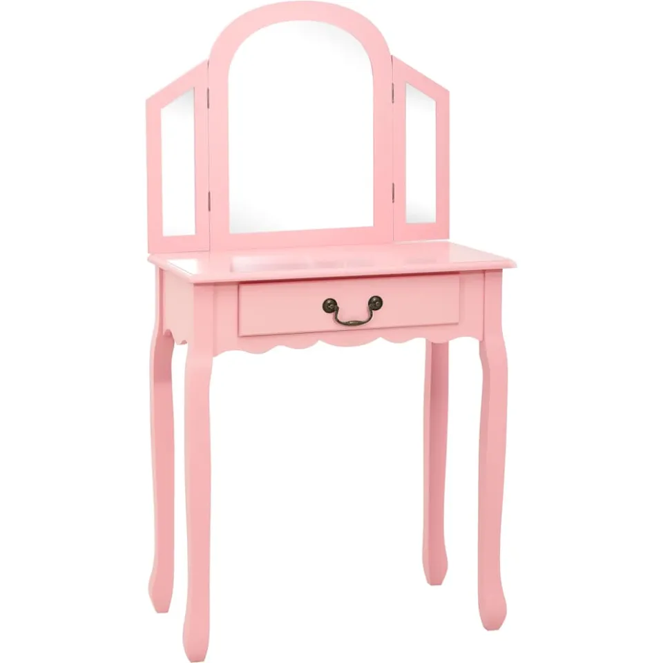 vidaXL Kaptafel met kruk 65x36x128 cm paulowniahout MDF roze, foto 2
