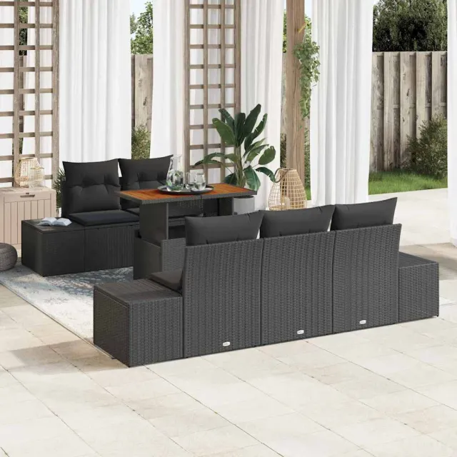 vidaXL Tuin Sofa Set 6 st Zwart Poly riet, foto 2