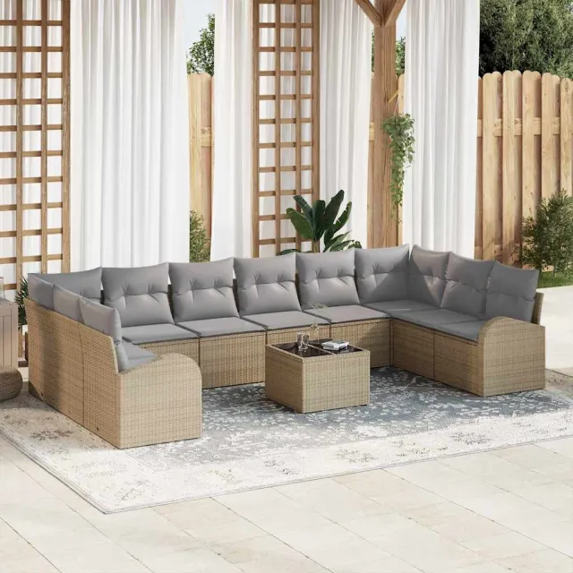 vidaXL Bankstel 11 st Beige [Synthetisch]: Polyrattan, foto 2