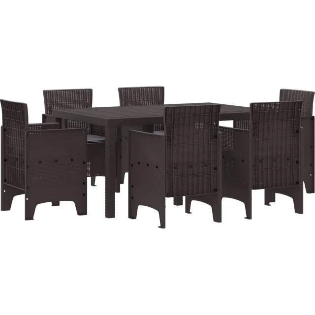 vidaXL Tuin Eetset 7 st Bruin Polt riet