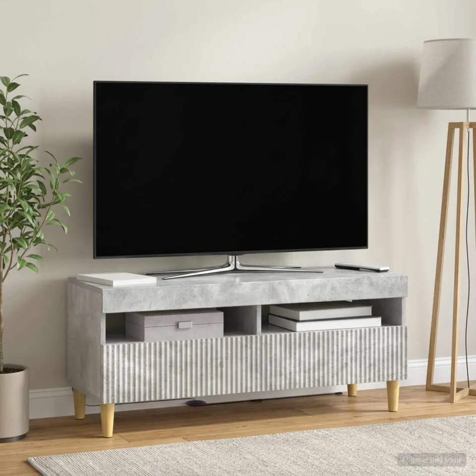 vidaXL LED tv-meubel ARNHEM 100 x 35 x 43 cm Betongrijs Bewerkt hout grijs, foto 4