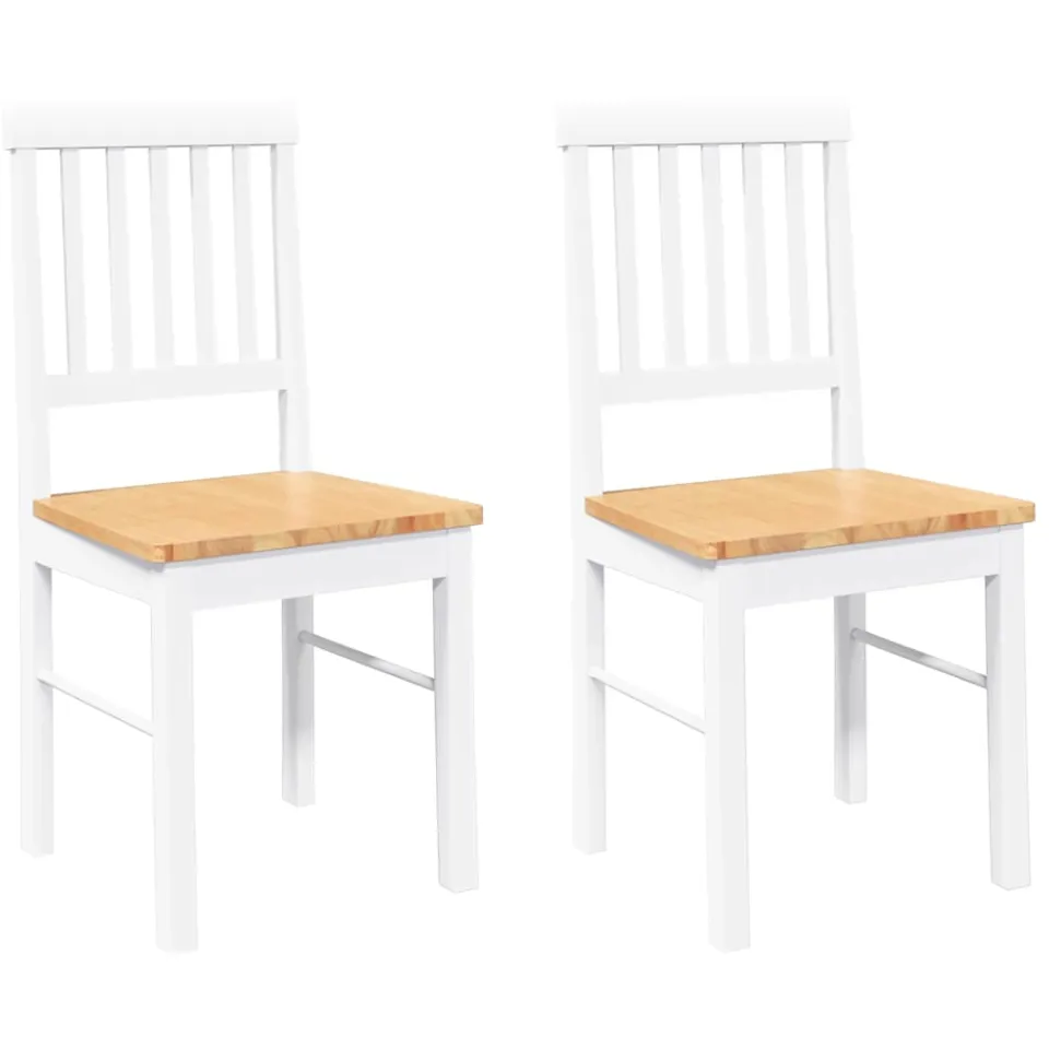 vidaXL Eetkamerstoelen 2 st massief hout rubber wit