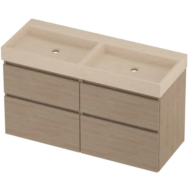 Proline Evoli Badmeubelset Hardsteen Loft Dubbel 120x46x70 cm Sand Stone Ideal Oak Eiken