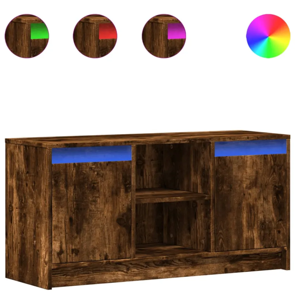 vidaXL Tv-meubel met LED 100x34x50 cm bewerkt hout gerookt eikenkleur Bruin