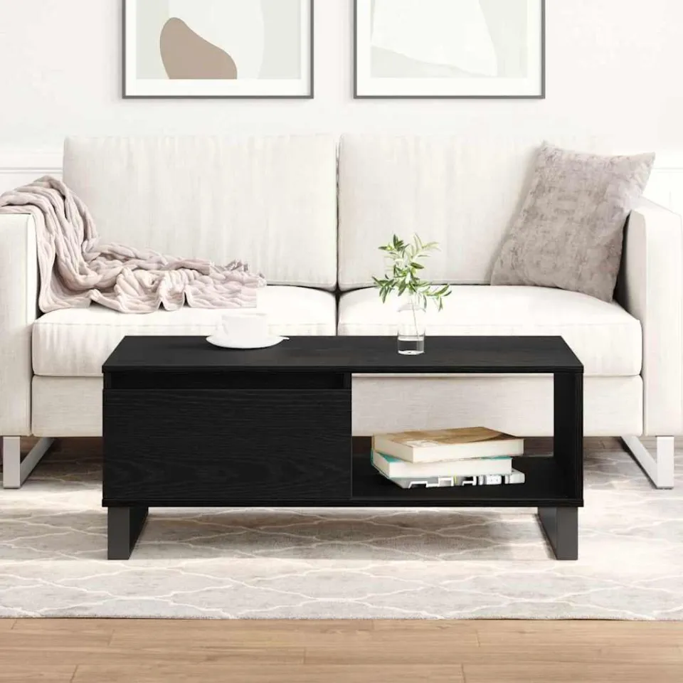 vidaXL Salontafel Zwart Eiken 90 x 50 x 36,5 cm Bewerkt hout, foto 4