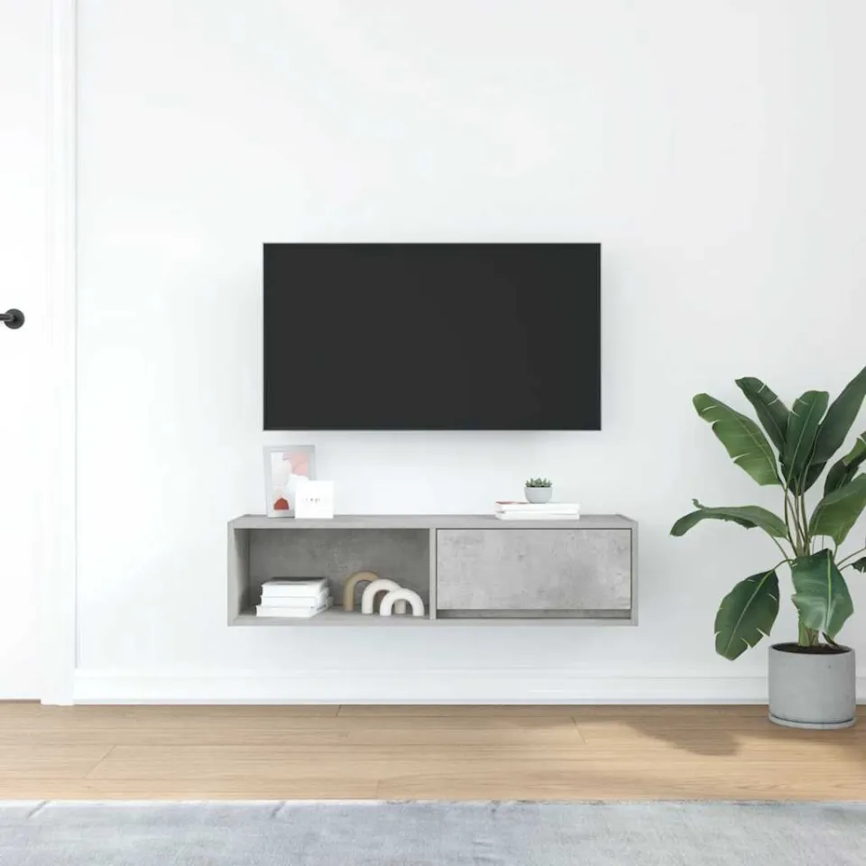 vidaXL Tv-meubel 100x31x25,5 cm bewerkt hout betongrijs grijs, foto 3