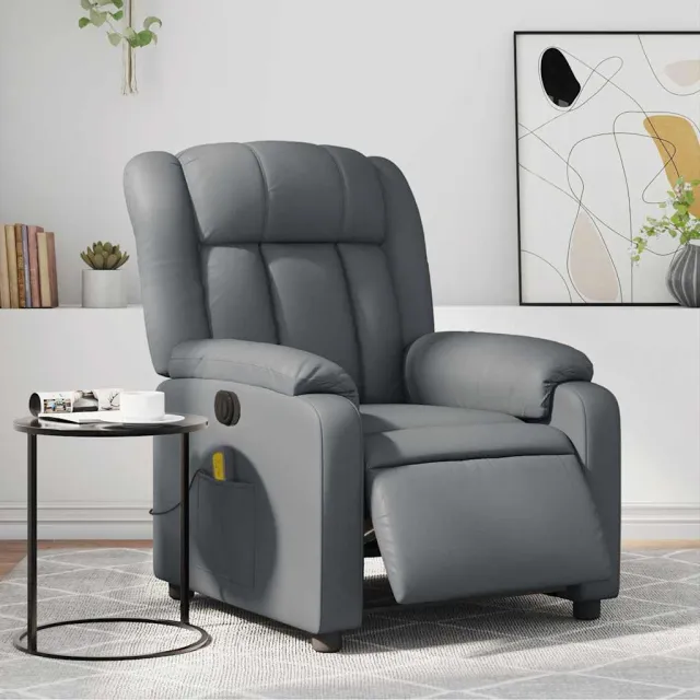 vidaXL Massagestoel verstelbaar elektrisch kunstleer grijs