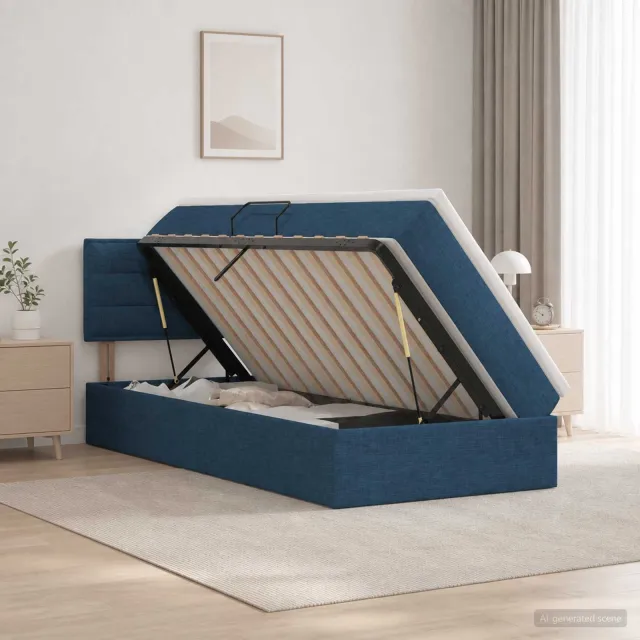 vidaXL Opbergbed met matras met hoofdeinde Blauw 90 x 200 cm fluweel