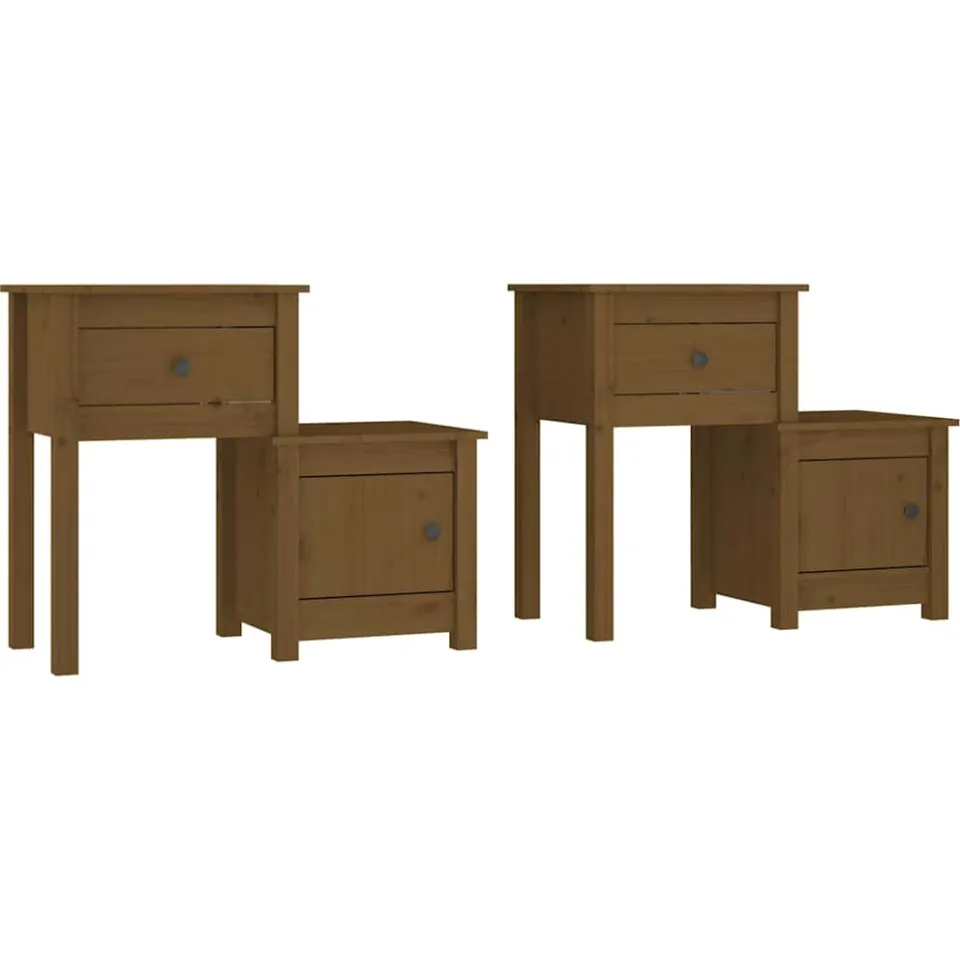 vidaXL Nachtkastjes 2 st 79,5x38x65,5 cm grenenhout honingbruin bruin, foto 3