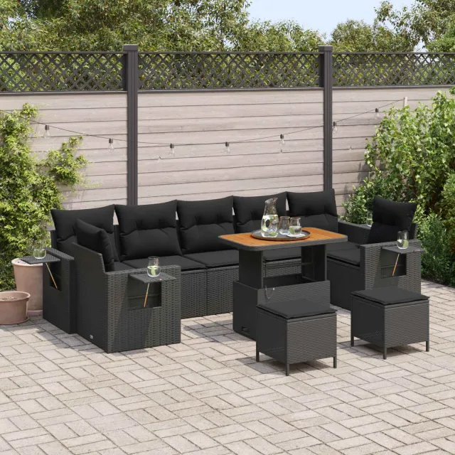 vidaXL Tuin Sofa Set 10 st Zwart poly rattan