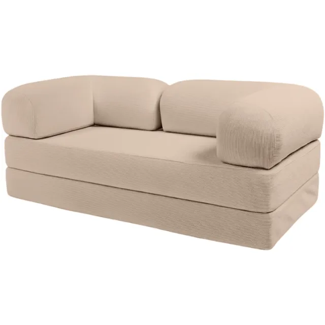 Bananair 2-zits Bank - Modulaire slaapbank - Bedbank - Ribfluweel - 90x180 cm - Beige