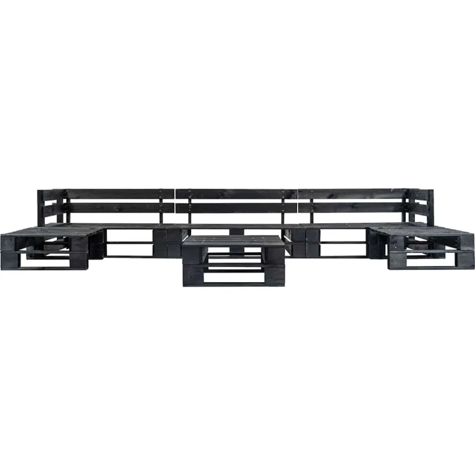 vidaXL 6-delige Loungeset pallet hout zwart, foto 2