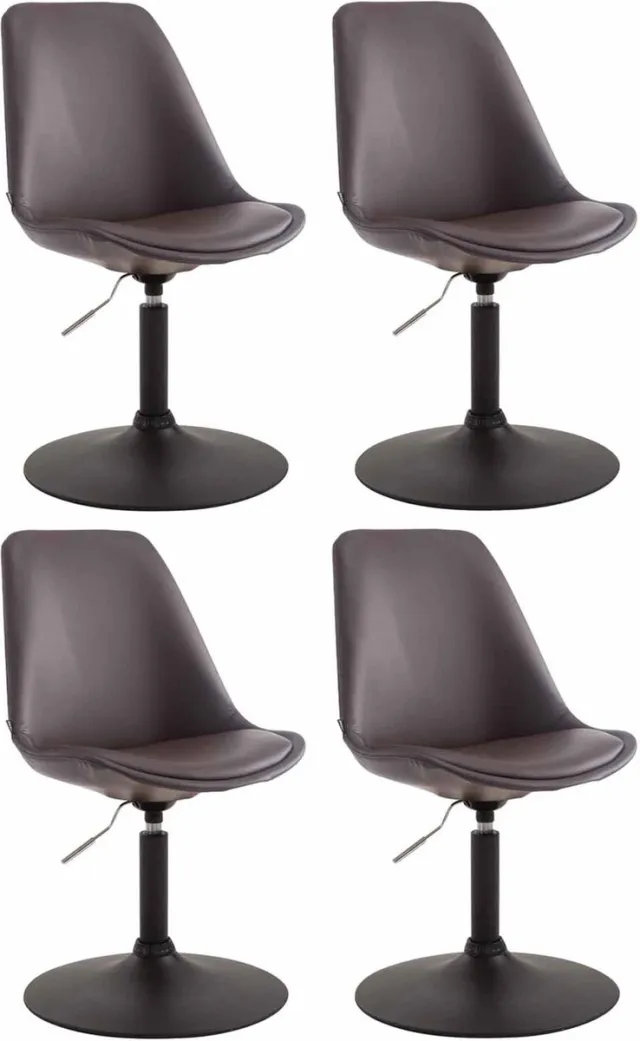 CLP Maverick Set van 4 Eetkamerstoelen - Kunstleer bruin zwart