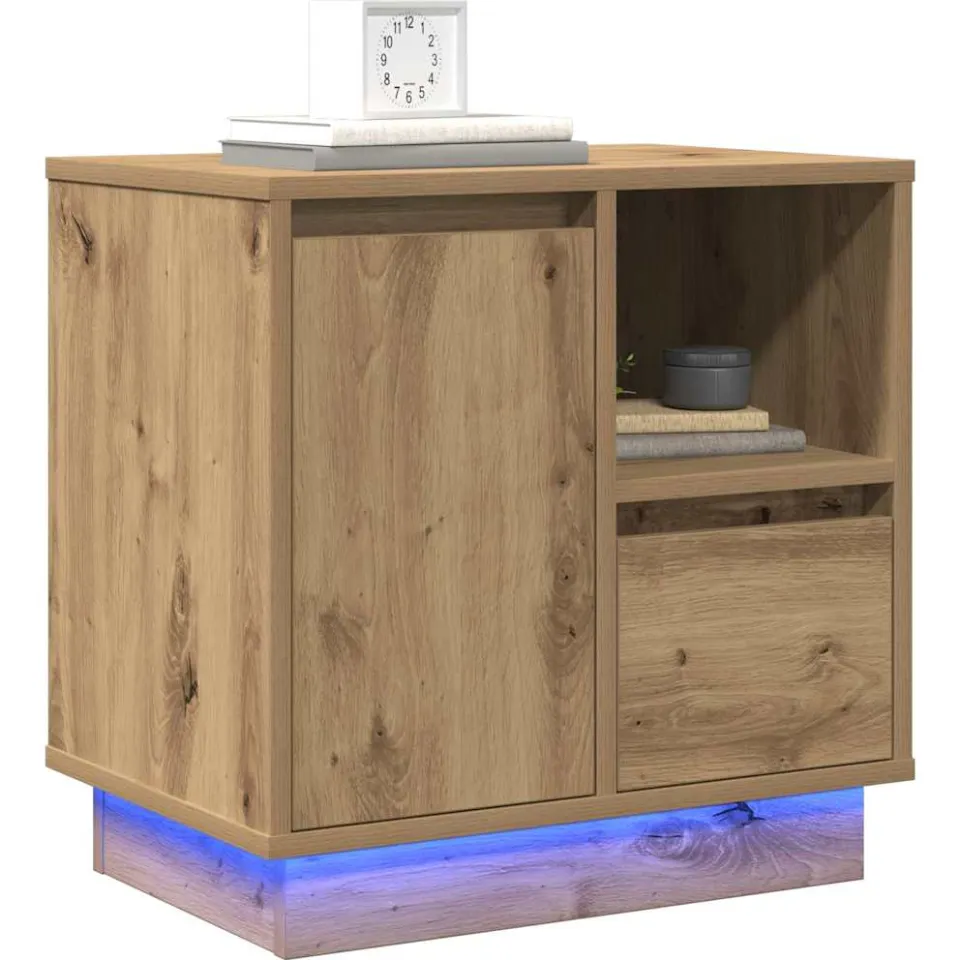 vidaXL Nachtkastje Artisan Eiken 50 x 34,5 x 50 cm. Bewerkt hout, foto 2