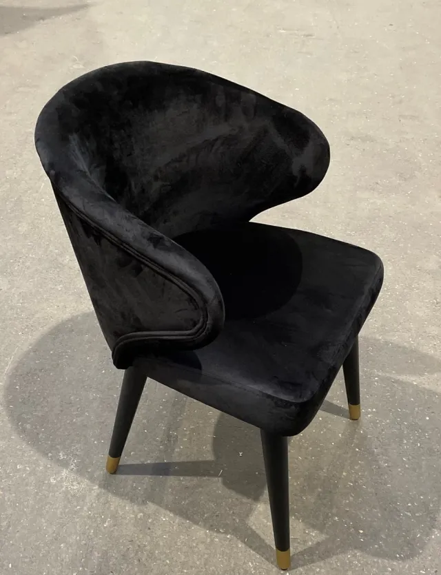 Mbc-Living eetkamer stoel - Laos - zwart velvet stof - zwarte poten