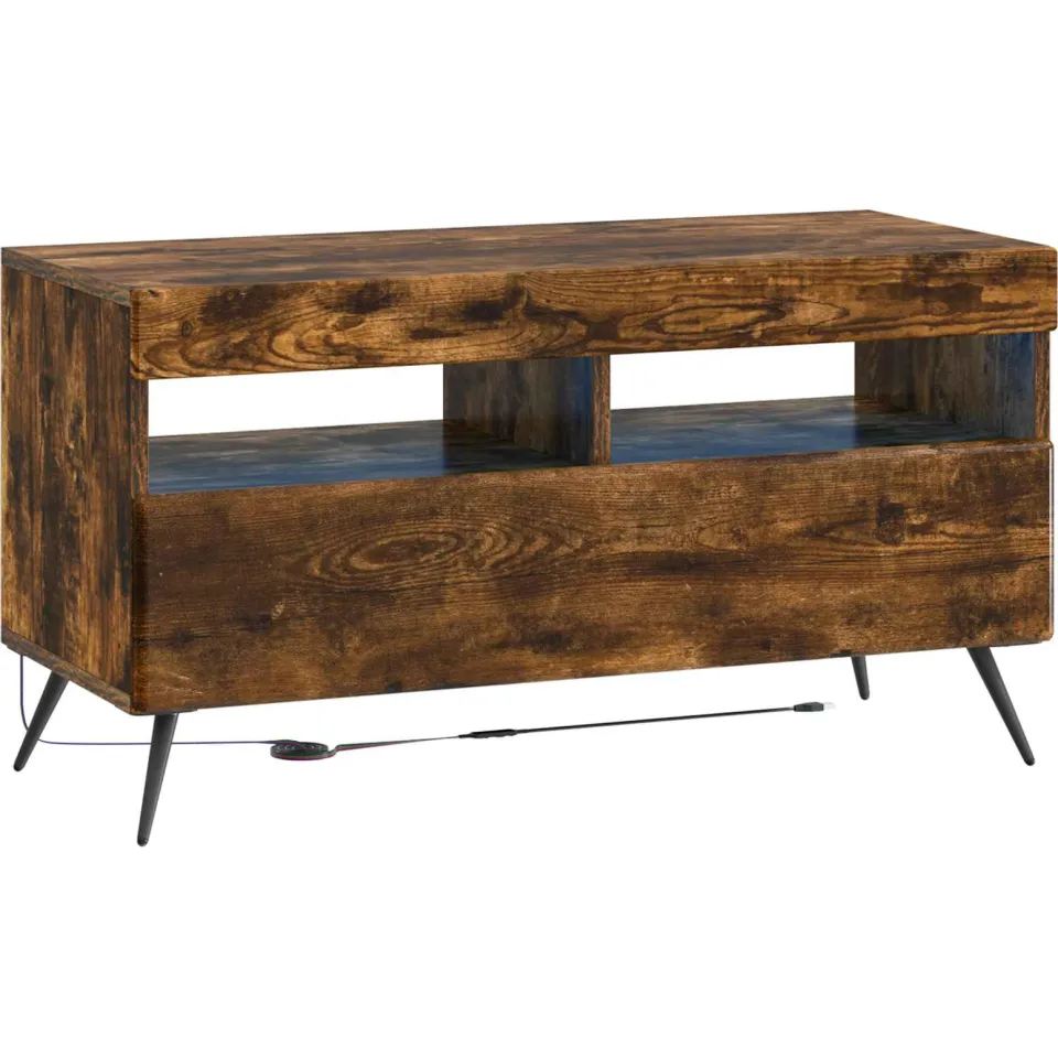 vidaXL LED tv-meubel Gerookt eiken Bewerkt hout Bruin