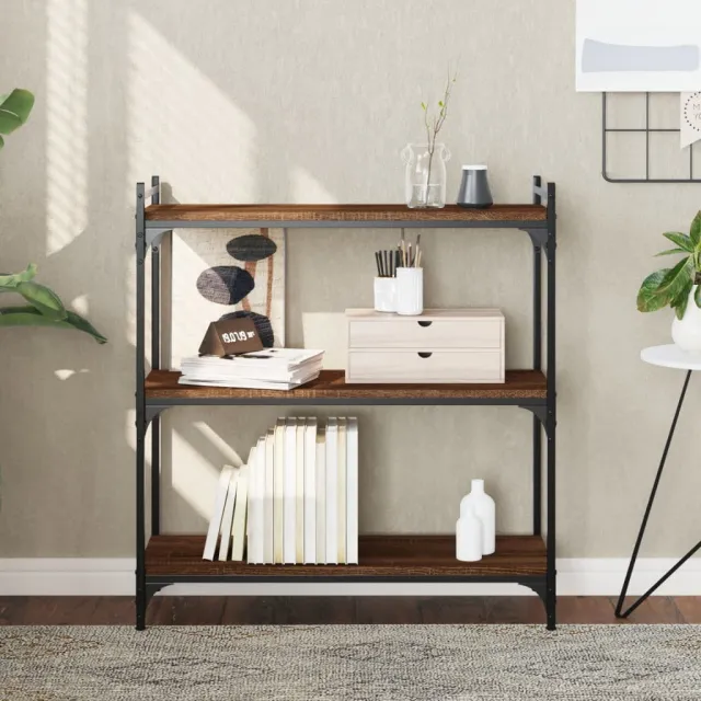 vidaXL Boekenkast 3-laags 80x30x86 cm bewerkt hout bruin eikenkleur, foto 2