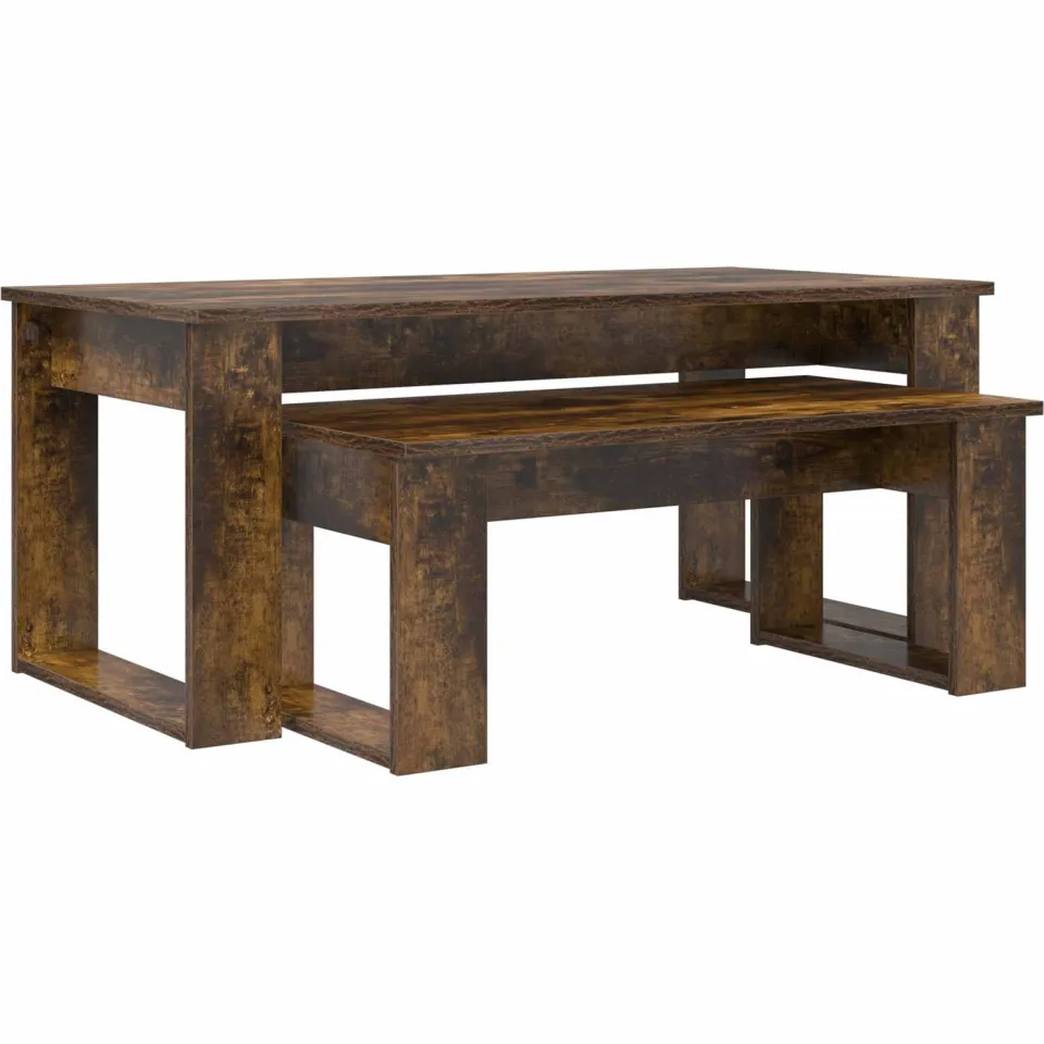 vidaXL Koffietafel Set 2 st Gerookt eiken 100 x 50 x 42 cm, foto 3