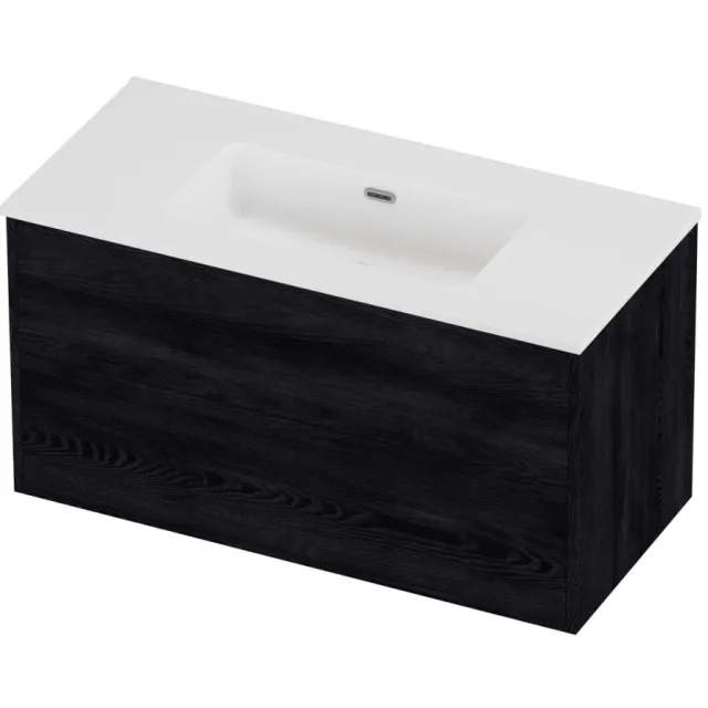 Proline Tribute Badmeubelset Porselein Elegant In Kader 100x46x54 cm Mat White Black Oak Eiken