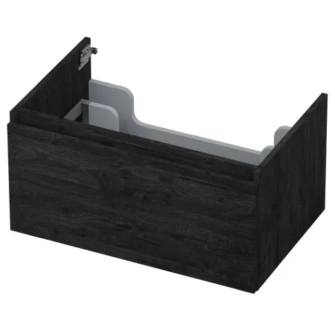 Ink onderkast 1 lade greeploos met houten keerlijst houtskool eiken