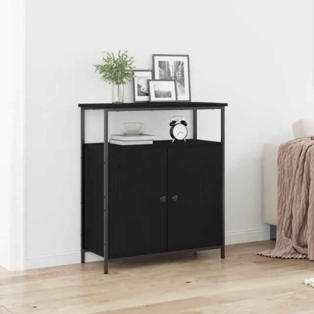 vidaXL Dressoir Zwart Eiken 70 x 30 x 80 cm Bewerkt hout