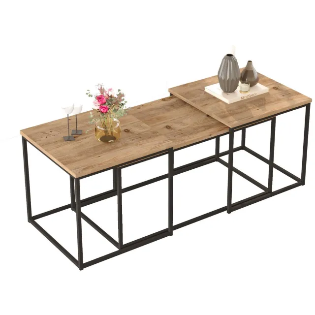 Skye Decor Set van 3 houten salontafels "VG9" - 90 x 45 x 44 cm - Atlantic Pine bruin