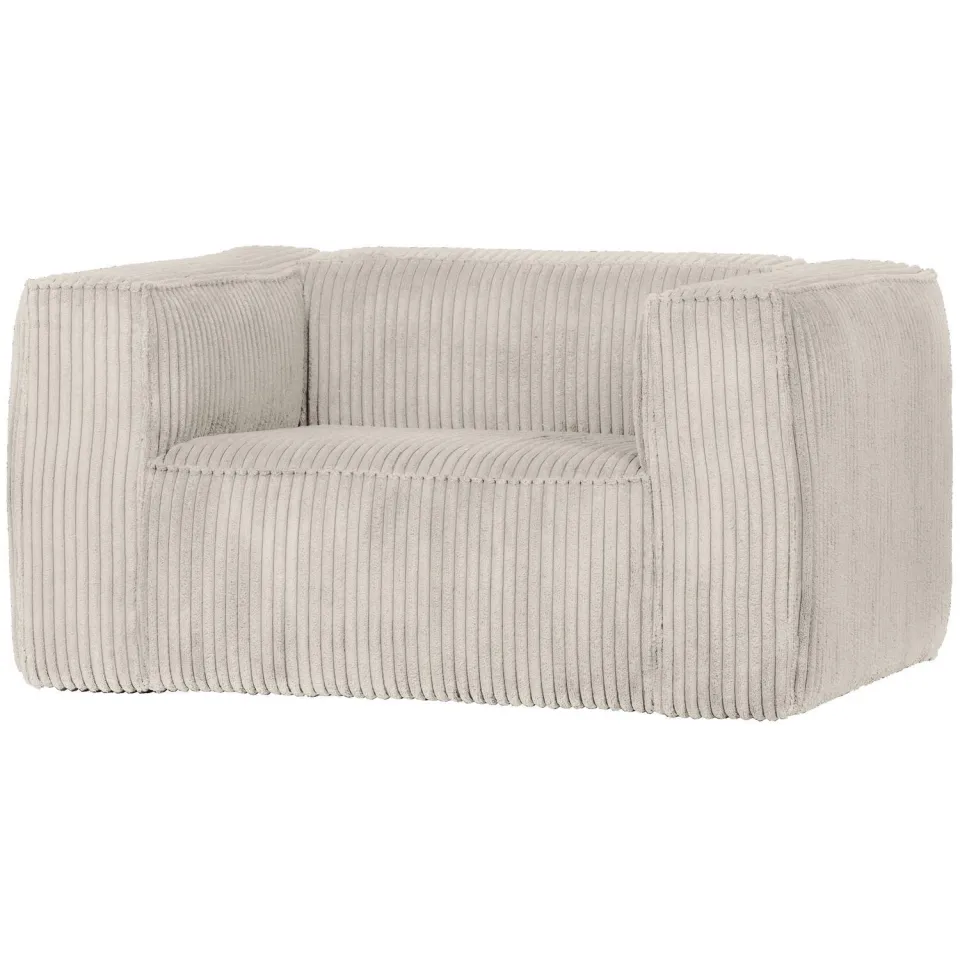 WOOOD Bean Fauteuil - Grove Ribstof - Naturel - 74x146x98, foto 3