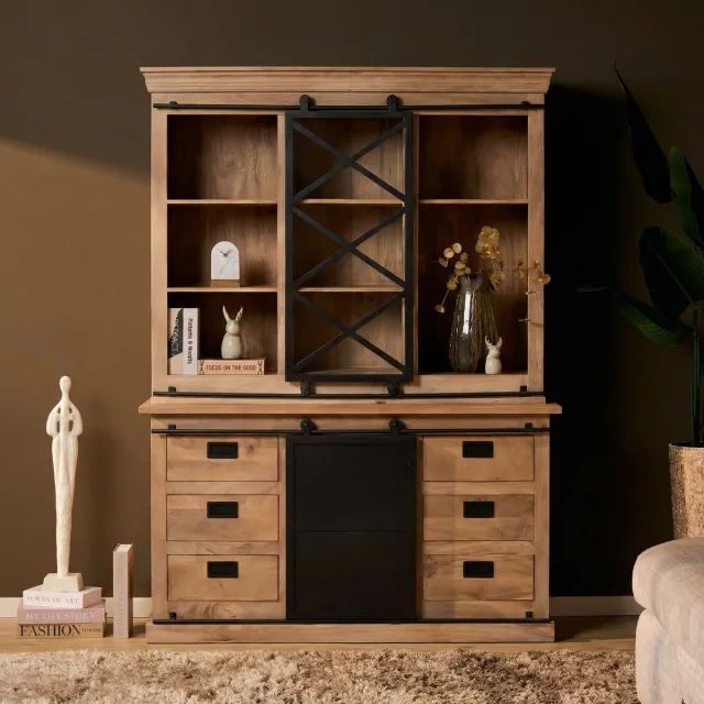 Starfurn Vitrinekast Fresno - Bruin - 45x160x220 cm
