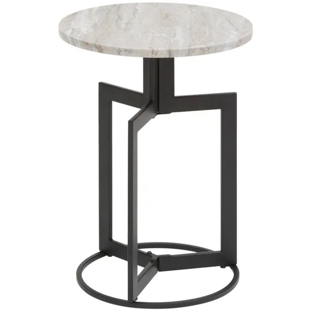 Atmosphera Créateur d'intérieur® Bijzettafel met marmerlook en stalen onderstel TUSCO Noir
