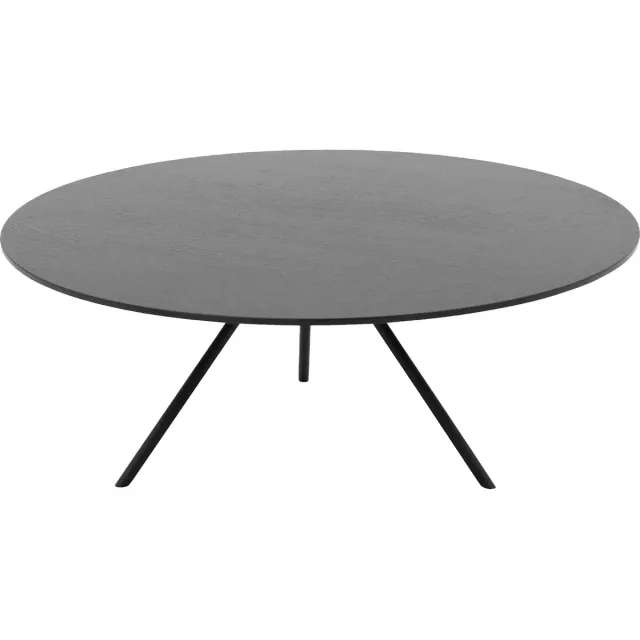 Goossens Salontafel Bo - 80 x 31 x 80 - eiken - zwart - rond eiken soft touch lak zwart ral 9005