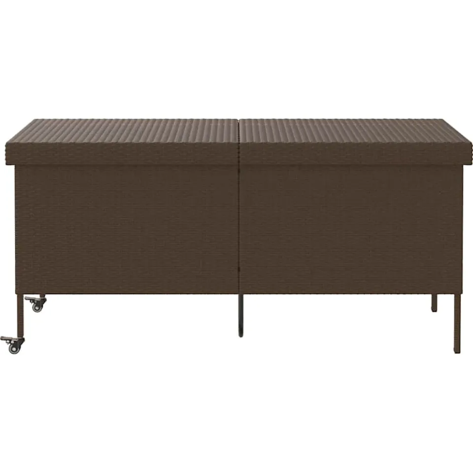 vidaXL Tuinbox met wielen 160x55x75 cm poly rattan bruin, foto 2