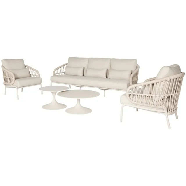 Suns Tosca stoel bank loungeset 5 delig camel sand rope Taupe, Zand / Latte / Linen