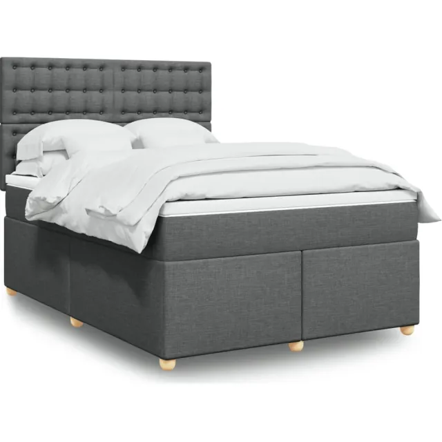 vidaXL Boxspring met matras stof donkergrijs 140x190 cm grijs
