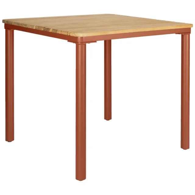 Vega Teaktafel voor buiten Zolia vierkant; 80x80x76 cm (LxBxH); Tafelblad bruin, frame roestbruin; vierkant