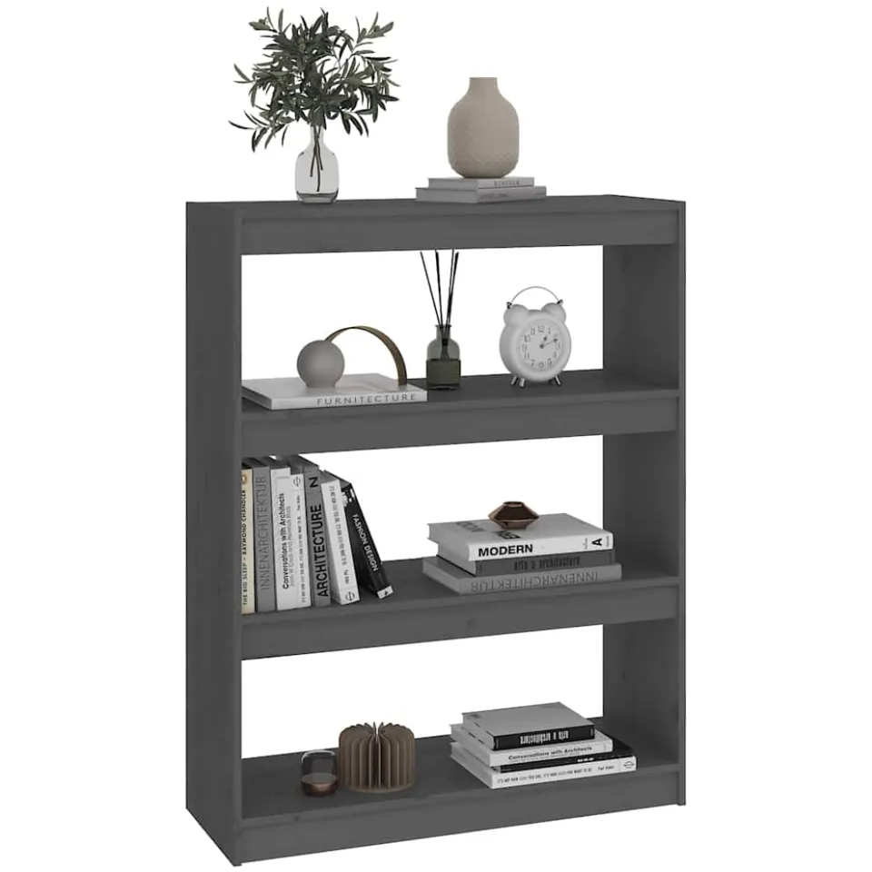 vidaXL Boekenkast/kamerscherm 80x30x103,5 cm massief grenenhout grijs, foto 2