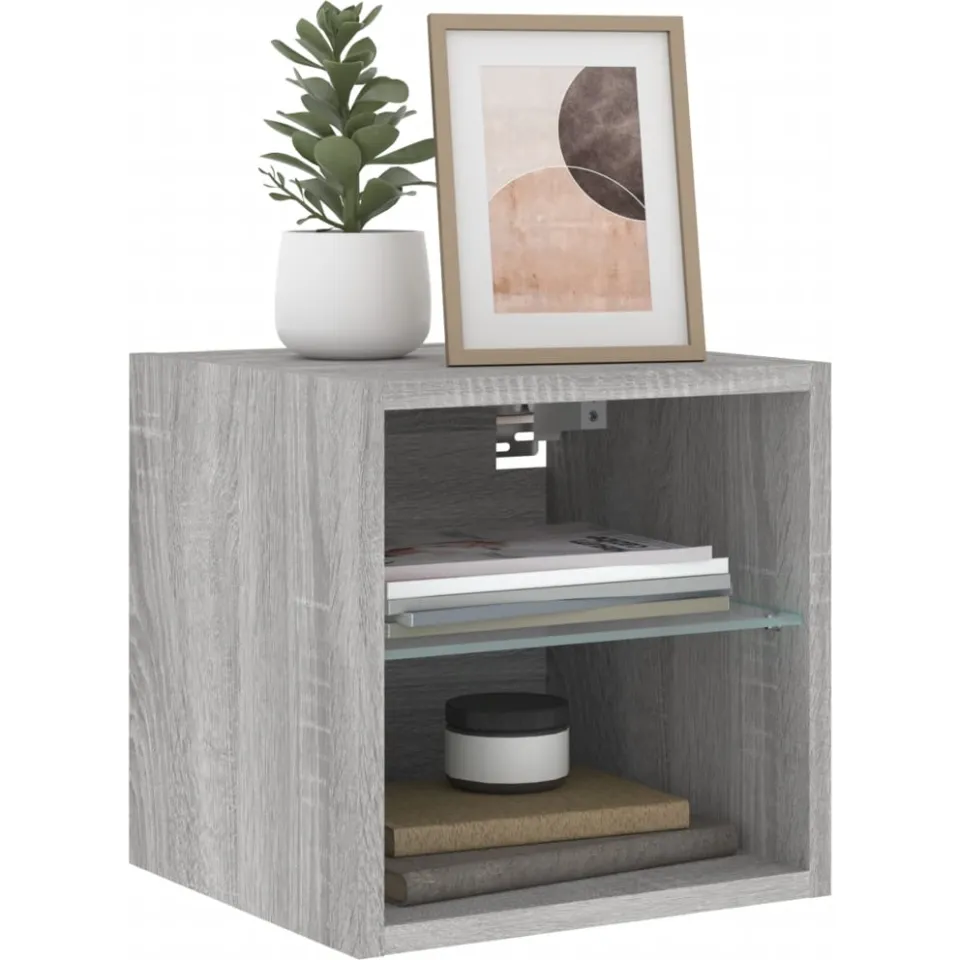 vidaXL Tv-wandmeubels met LED 2 st 30x28,5x30 cm grijs sonoma eiken