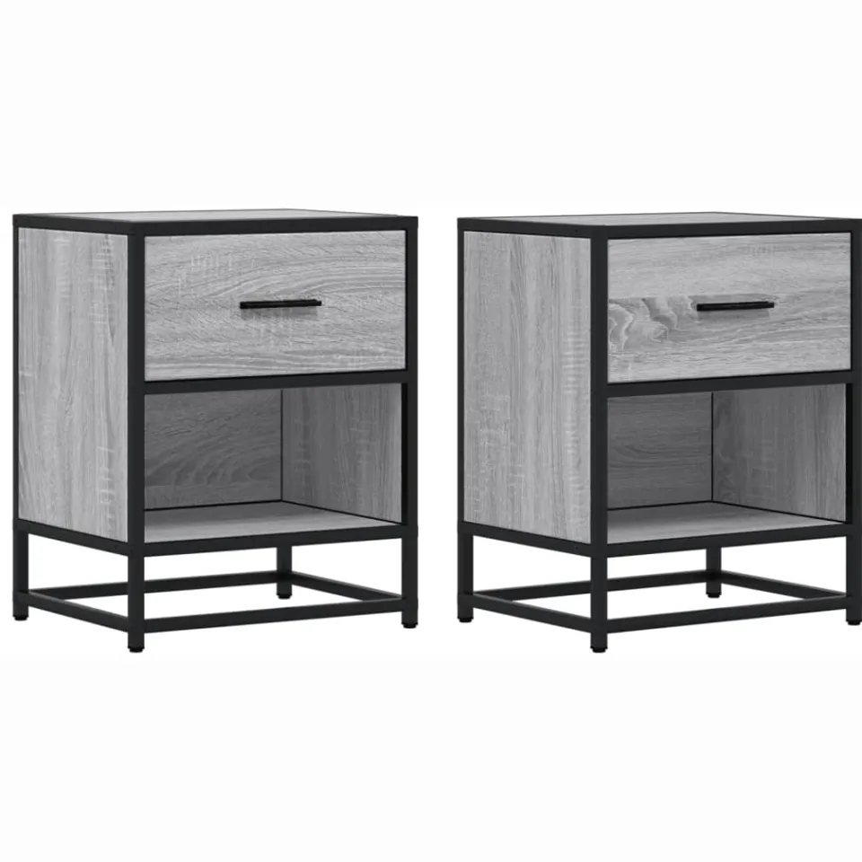 vidaXL Nachtkastjes 2 st 40x31x50 cm bewerkt hout grijs sonoma eiken