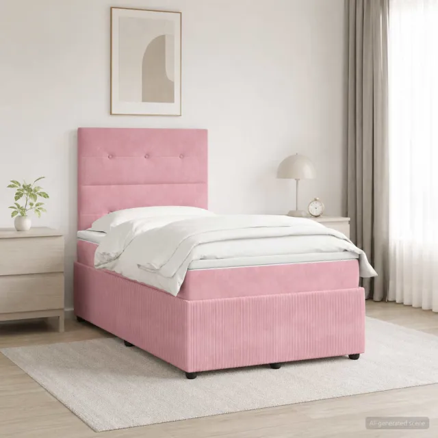 vidaXL LED Boxspring Bed met Matras Roze 120 x 200 cm Fluweel