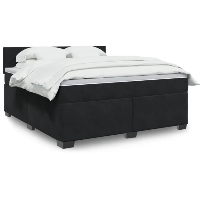 vidaXL Boxspring met matras fluweel zwart 180x200 cm