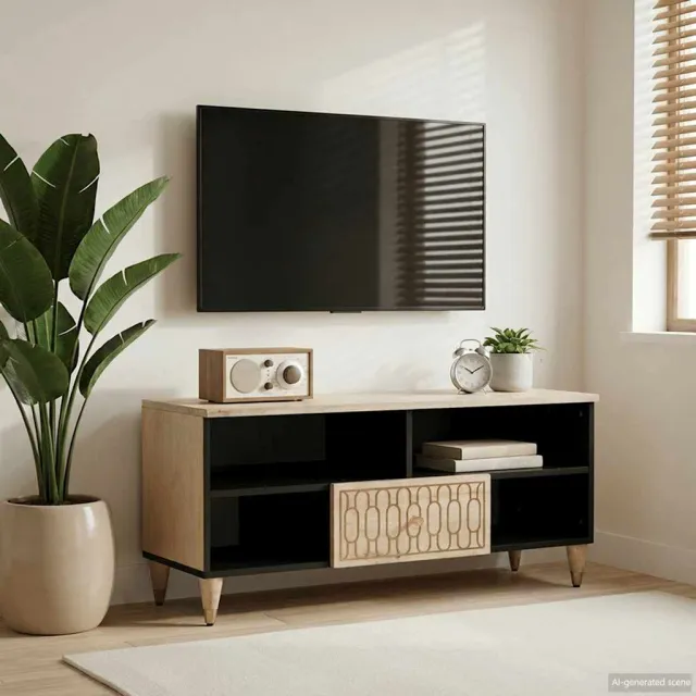 vidaXL Tv-meubel 100x33x46 cm massief mangohout bruin