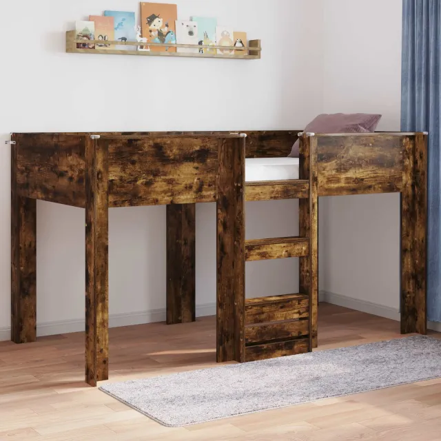 vidaXL Bunk Bed voor Kinderen Gerookt eiken 80 x 200 cm Bewerkt hout Bruin